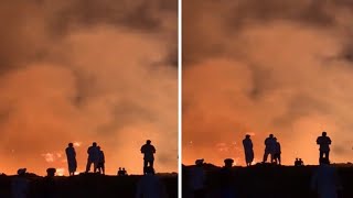 شاهد حريق هائل في وادي بحي السويدي في الرياض 💔😭