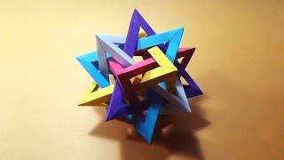 How To Make Origami - 5 Intersecting TetraHedra |