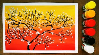 Cherry Blossom Tree Painting / Poster Colour / Part ||