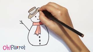 Easy Snowman Drawing for Kids #snowman #easy #drawing #kawaii