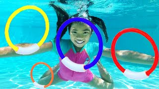 Kids Swimming Pool Challenge Pretend Play with Emma
