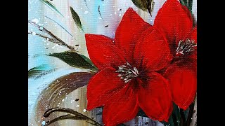 Easy Flower Painting / Red AMARYLLIS / Blending Acrylics / Einfach Malen / Acrylmalerei / V379