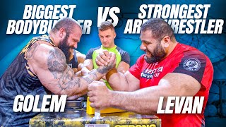 WORLD'S BIGGEST BODYBUILDER vs WORLD'S STRONGEST ARM WRESTLER!