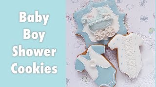 Baby boy shower cookies