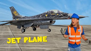 Handyman Hal Explores JET Airplane | F-16 Jet Military Plane Air force