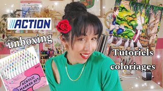 Unboxing coloriages.  Tutos coloriages et haul action 🍒❣️🌞