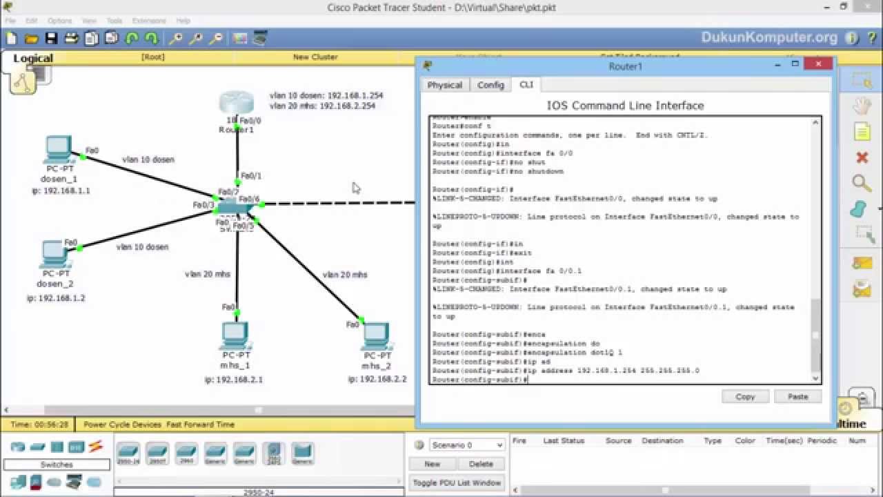 Tutorial Cara Setting Atau Konfigurasi VLan Switch Dan Router Cisco ...