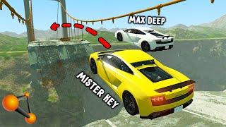 ПРЫЖКИ через ОБРЫВ СМЕРТИ! КТО ПЕРЕЛЕТИТ, А КТО РАЗОБЬЁТСЯ? - BeamNG.drive Online (BeamMP)