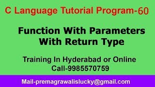 Function in c programming |Program-60 | |Function With Return Type With Parameter |