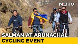 Salman Khan Goes Cycling With Kiren Rijiju, Pema Khandu In Arunachal