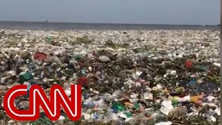 See wave of garbage crash off the Dominican Republic