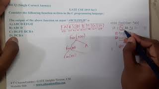 GATE CSE 2015 SET 2 Q || C PROGRAMMING ||Data Structure || GATE Insights Version: CSE