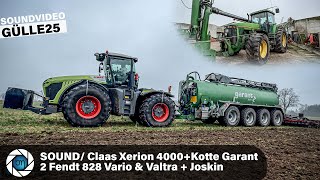 (SOUND) Claas Xerion 4000 +.Kotte Garant \u0026 2 Fendt 828 Vario \u0026 Valtra + Joskin Güllefass GÜLLE-2025