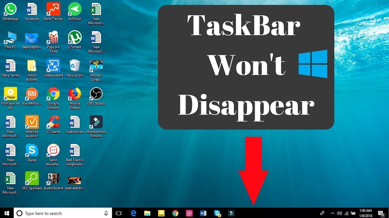 HOW TO FIX TASKBAR STILL SHOW IN FULL SCREEN YOUTURE OR ANY VIDEO ...