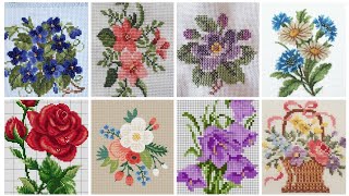 Floral cross stitch Hand embroidery  thick cotton / Beautifull Hand cross stitch