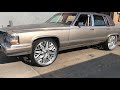 1990 Cadillac Fleetwood On 26” Brushed Face Chrome Lip 3 Piece Wheels on Lexani 275/25/26 Tires