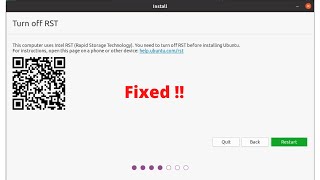 Turn off RST Fixed while installing Ubuntu | Your computer uses RST (Rapid Storage Technology)| Acer