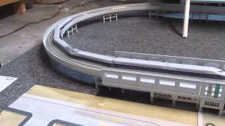 Kato and Tomix Shinkansen sets on the raised viaduct N scale