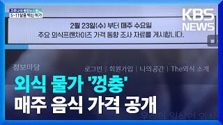 외식물가 매주 공개…반응은 시큰둥 / KBS  2022.02.24.