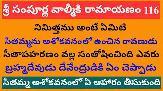 Ramayanam 116 | నిమిత్తము అంటే | సీతాపహరణంవల్ల సంతోషించింది ఎవరు | సీతమ్మ అశోకవనంలో ఏఆహారం తీసుకుంది