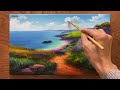 how to draw a trail going down to the sea coastal landscape acrylic landscape painting a lu art