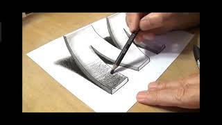 How to Draw 3D Letter M - Drawing With Pencil - Awesome Trick Art.