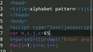 JavaScript Pyramid Alphabet Pattern | Alphabet Pattern in JavaScript | JavaScript Alphabet Pattern