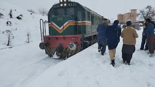 Train Entering Shelabagh railway station Heavy Snowfall 2025 ❄️❄️