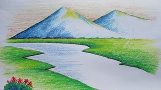 تعلم رسم منظر طبيعي مع الخطوات للمبتدئين البراعم والاطفال