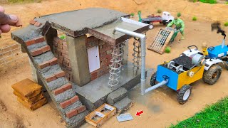 Diy mini tractor making house construction with bricks science project |  @FarmingVillla