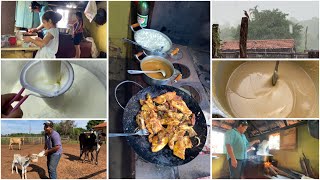 EU E MARIDÃO NA COZINHA| FIZEMOS DOCE DE LEITE E ALMOÇO NO FOGÃO À LENHA| DOMINGÃO COM CHUVA 😍