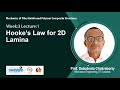 Lec 5: Hooke’s Law for 2D Lamina