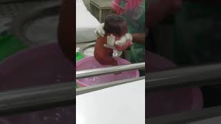 New born baby first bath