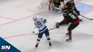 Jake Guentzel Finds Gap To Net His First Goal With Lightning