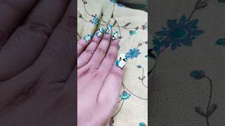 DIY Outfit Design Nail Art Blue and Pista Green #nailart #diy #shorts