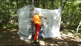 Overnight In Bubble Wrap Shelter In The Forest