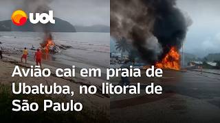 Avião cai em Ubatuba; vídeos mostram aeronave de pequeno porte que caiu no litoral de São Paulo