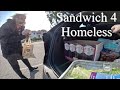 Helping Homeless man  Sandwiches and backpack make him feel better .Acts of Kindness