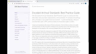 Encoded Archival Standards Best Practice Guide