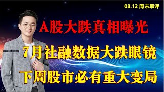 A股大跌真相曝光，7月社融数据大跌眼镜，下周股市必有重大变局