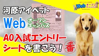 Webオープンキャンパス ～入試制度紹介　『AO入試エントリーシート』の書き方紹介 ～ 【河原アイペットワールド専門学校】