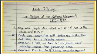 the making of the national movement class 8 question answer | class 8 history ch 8 question answer |