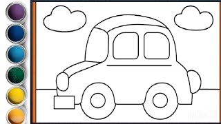 HOW TO DRAW A CAR EASY STEP BY STEP|DRAWING AND COLORING  |Coloring Pages for kids |All in One.