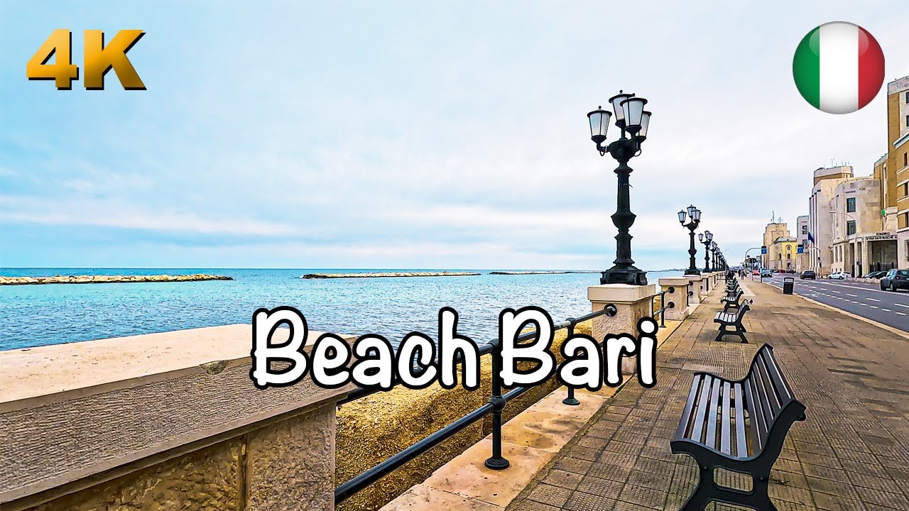 Lungomare Beach Bari City In Southern Italy Walking Tour 4k 50fps Hdr