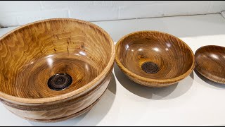 Woodturning by Spinfield Turners: 3 walnut bowls - finished at last!