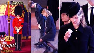 Heartbreaking moment Lady Louise performs deep curtsy behind the Queen's coffin - Royal Insider