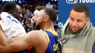 Steph Curry discusses Klay's Future with the Warriors after his Performance,  Po