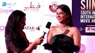 Actress Sharmiela Mandre at SIIMA 2019 Red Carpet | Rapid Fire Round