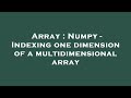 Array : Numpy - Indexing one dimension of a multidimensional array