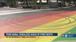 St. Pete pride mural vandalized again after car does donuts in intersection